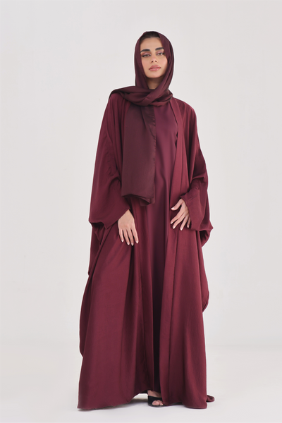 Luxe Layer Farasha Cut Abaya - Velvet Maroon