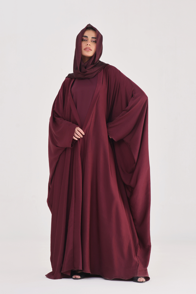 Luxe Layer Farasha Cut Abaya - Velvet Maroon