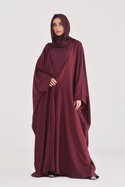 Luxe Layer Farasha Cut Abaya - Velvet Maroon