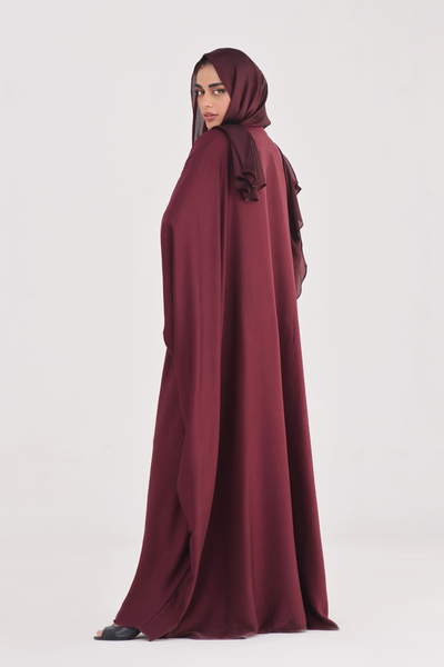 Luxe Layer Farasha Cut Abaya - Velvet Maroon