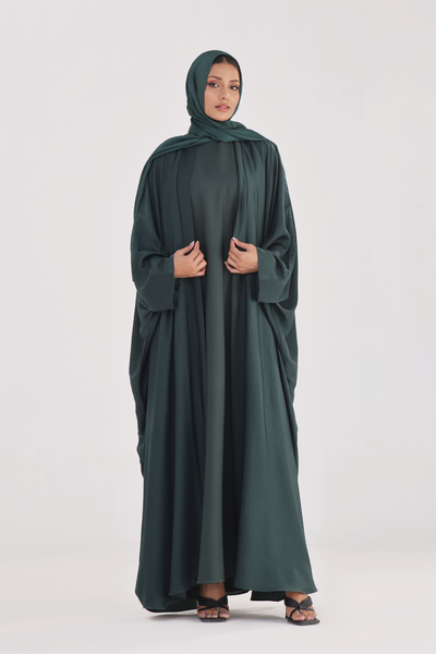 Luxe Layer Farasha Cut Abaya - Emerald