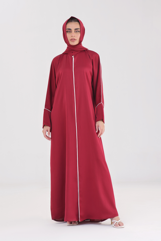 Everyday Staple Slit-sleeved Abaya - Maroon Cherry