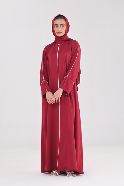 Everyday Staple Slit-sleeved Abaya - Maroon Cherry