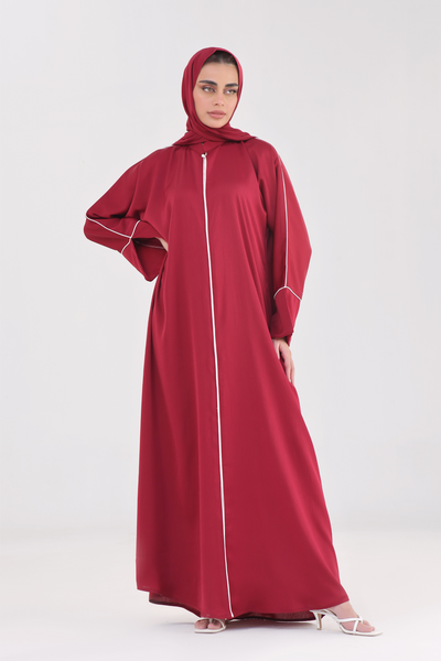 Everyday Staple Slit-sleeved Abaya - Maroon Cherry