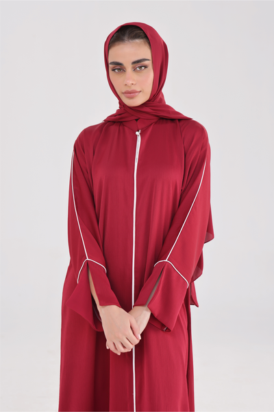 Everyday Staple Slit-sleeved Abaya - Maroon Cherry