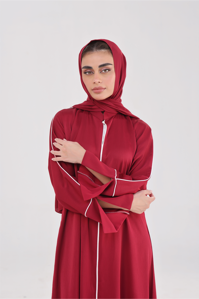 Everyday Staple Slit-sleeved Abaya - Maroon Cherry