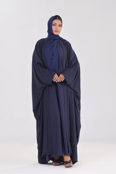 Luxe Layer Farasha Cut Abaya - Navy Blue