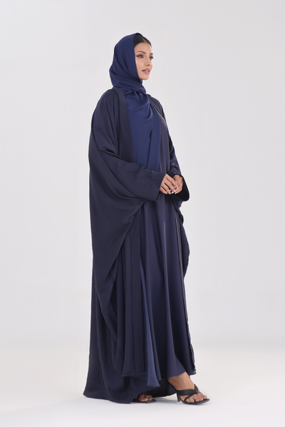 Luxe Layer Farasha Cut Abaya - Navy Blue