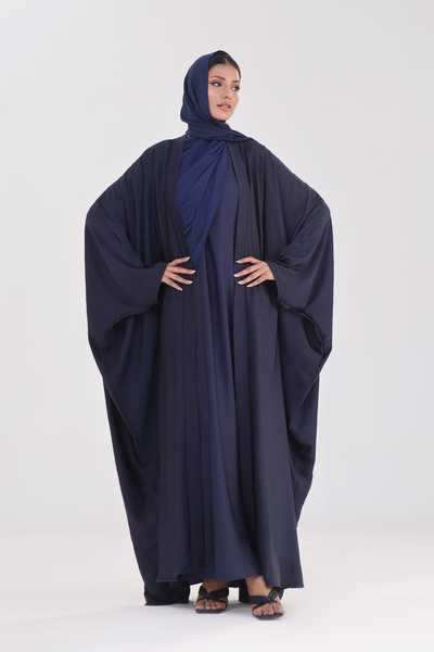 Luxe Layer Farasha Cut Abaya - Navy Blue