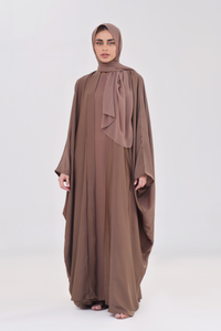 Luxe Layer Farasha Cut Abaya - Chestnut Brown