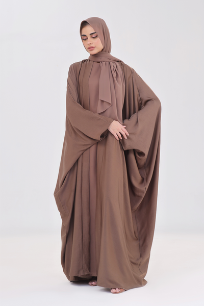 Luxe Layer Farasha Cut Abaya - Chestnut Brown