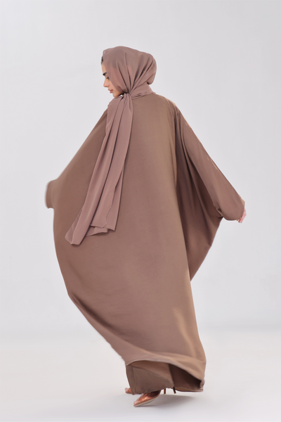 Luxe Layer Farasha Cut Abaya - Chestnut Brown