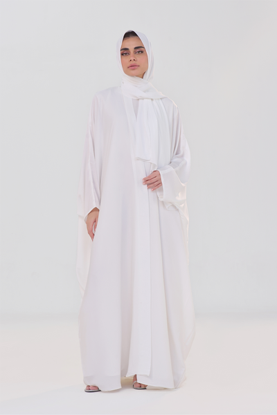 Luxe Layer Farasha Cut Abaya - Pearl White