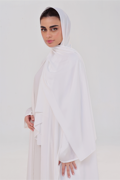 Luxe Layer Farasha Cut Abaya - Pearl White