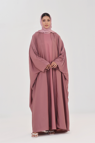 Luxe Layer Farasha Cut Abaya - Rose Mauve