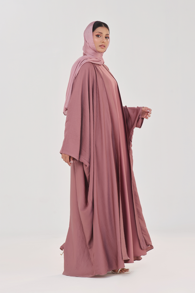 Luxe Layer Farasha Cut Abaya - Rose Mauve