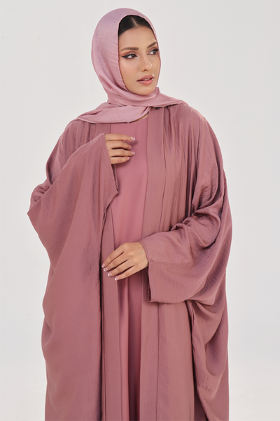 Luxe Layer Farasha Cut Abaya - Rose Mauve