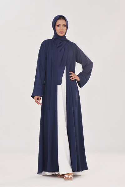 Classic Textured Kimono Abaya - Navy Blue