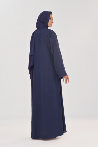 Classic Textured Kimono Abaya - Navy Blue