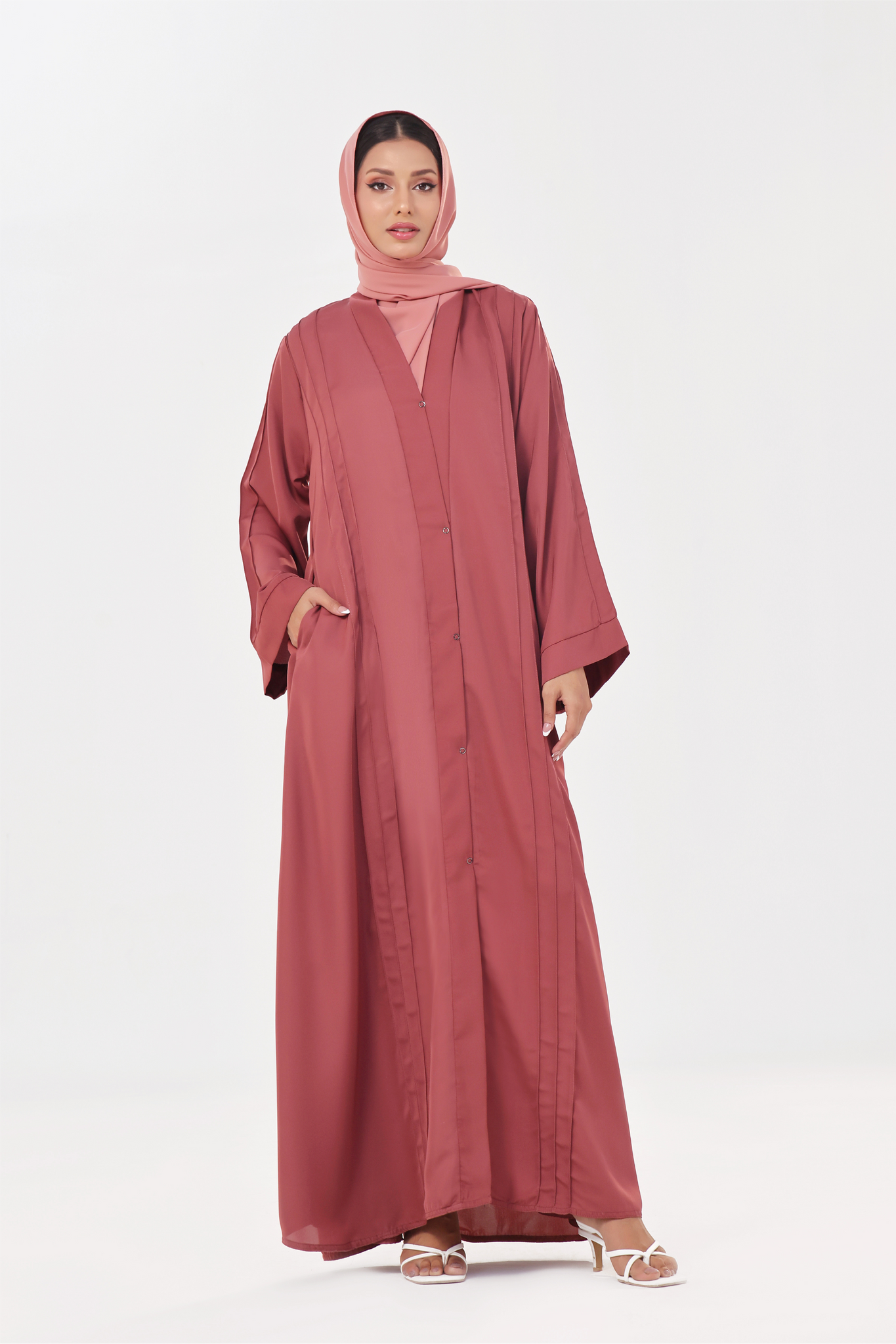 Ultimate Basic Abaya With Pockets - Rosewood