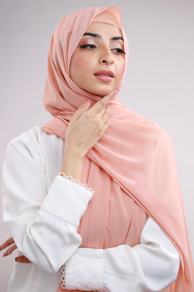 Matching Hijab & Cap Set - Peach