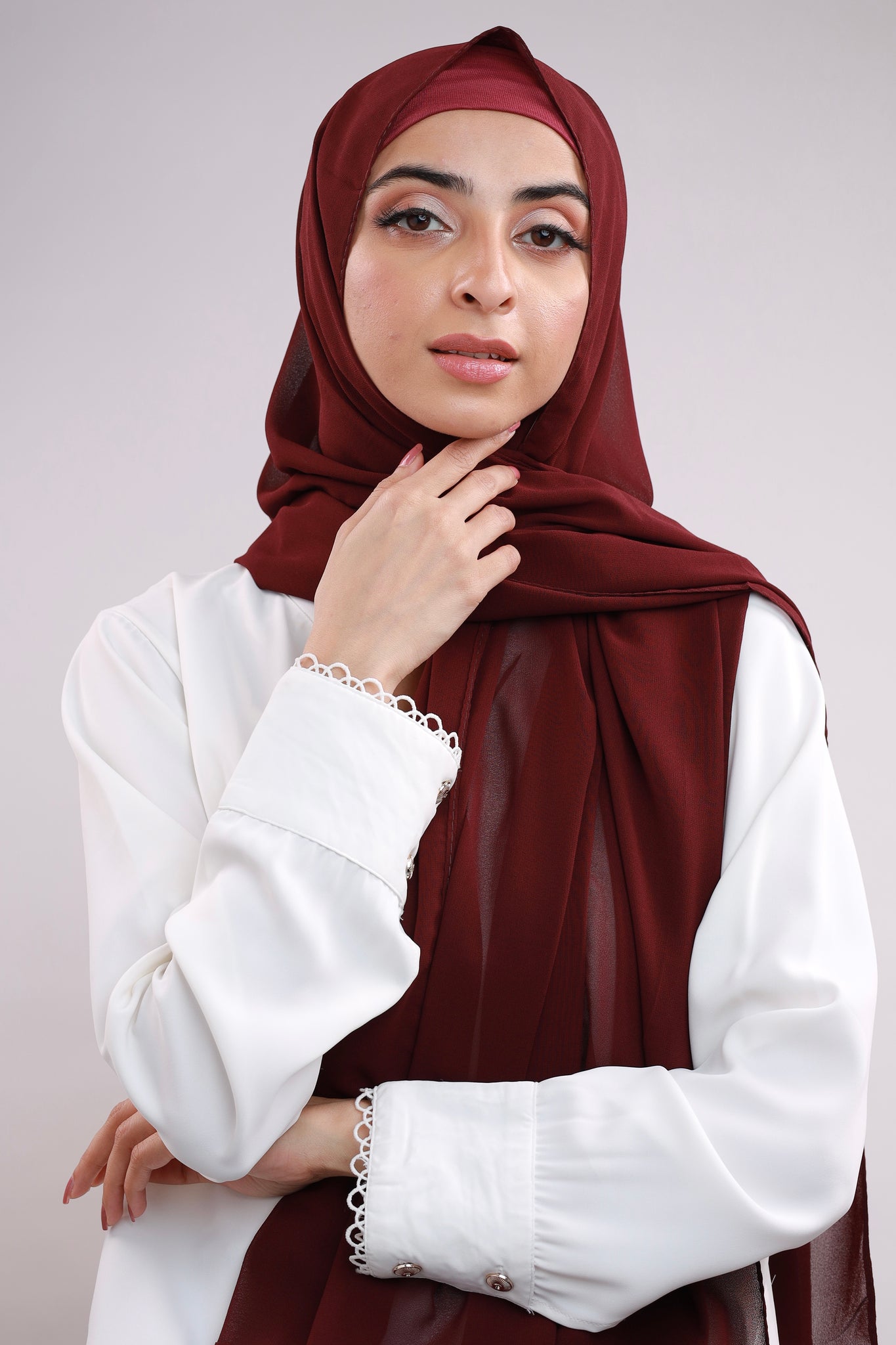 Matching Hijab & Cap Set - Burgundy