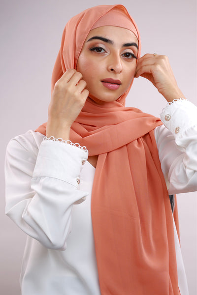 Matching Hijab & Cap Set - Peach Mist