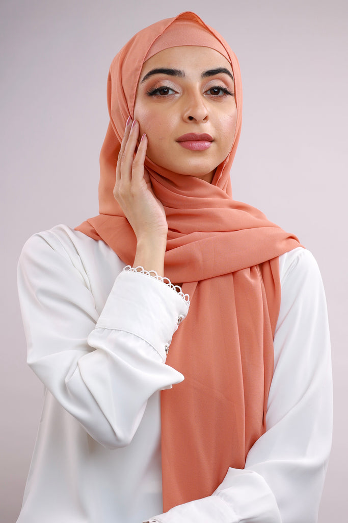 Matching Hijab & Cap Set - Peach Mist – Hijab Heaven Co