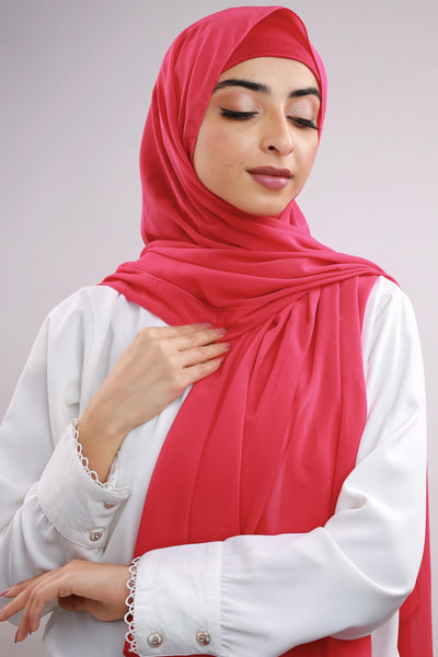 Matching Hijab & Cap Set - Fuchsia