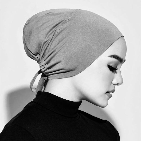 Bamboo Full Coverage Hijab Cap - Soft Grey