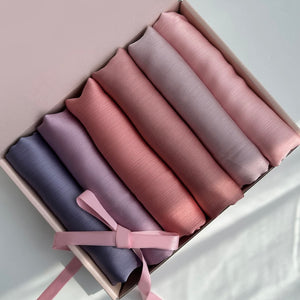 Exclusive Silk Hijab Gift Box - Peach Purple Dreams