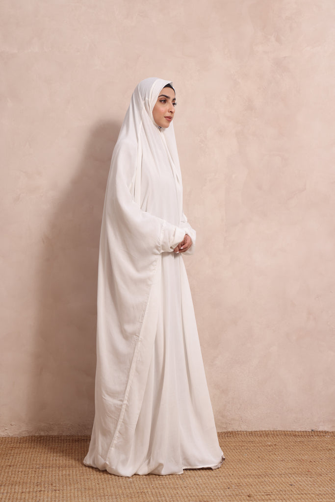 Prayer Dress Plain White - Free Size - Myhadya.in