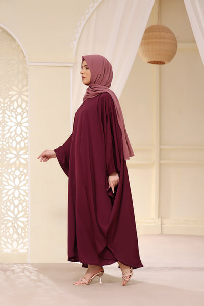 Classic Butterfly Abaya In Maroon