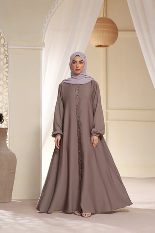 Button Detail Maxi Abaya In Oyester