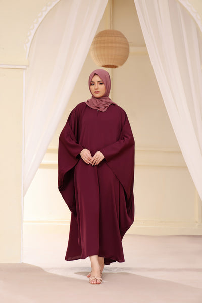 Classic Butterfly Abaya In Maroon