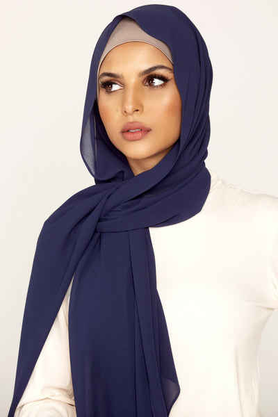 Plain Georgette - Navy Blue