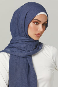 Soft Crinkle Hijabs- Denim Blue