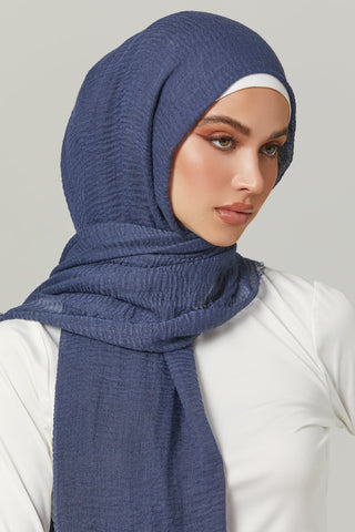 Soft Crinkle Hijabs- Denim Blue