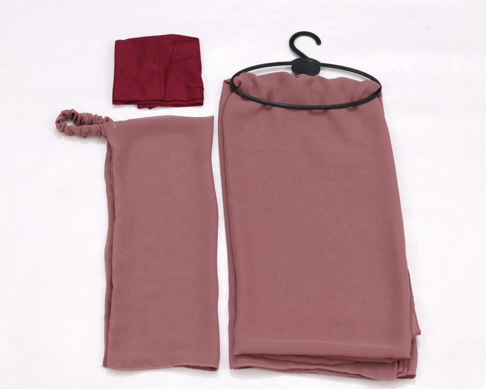 3 Pcs Hijab & Niqab Set - Rosewood