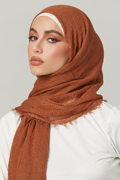 Soft Crinkle Hijabs - Teddy Brown