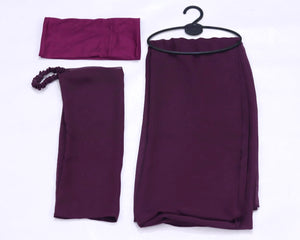 3 Pcs Hijab & Niqab Set - Eggplant