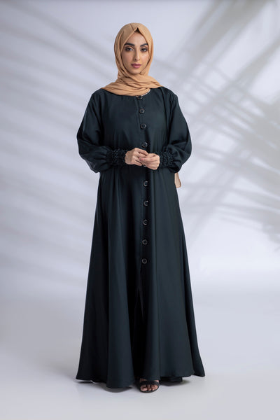 Classic Elasticated Sleeves Abaya - Emerald