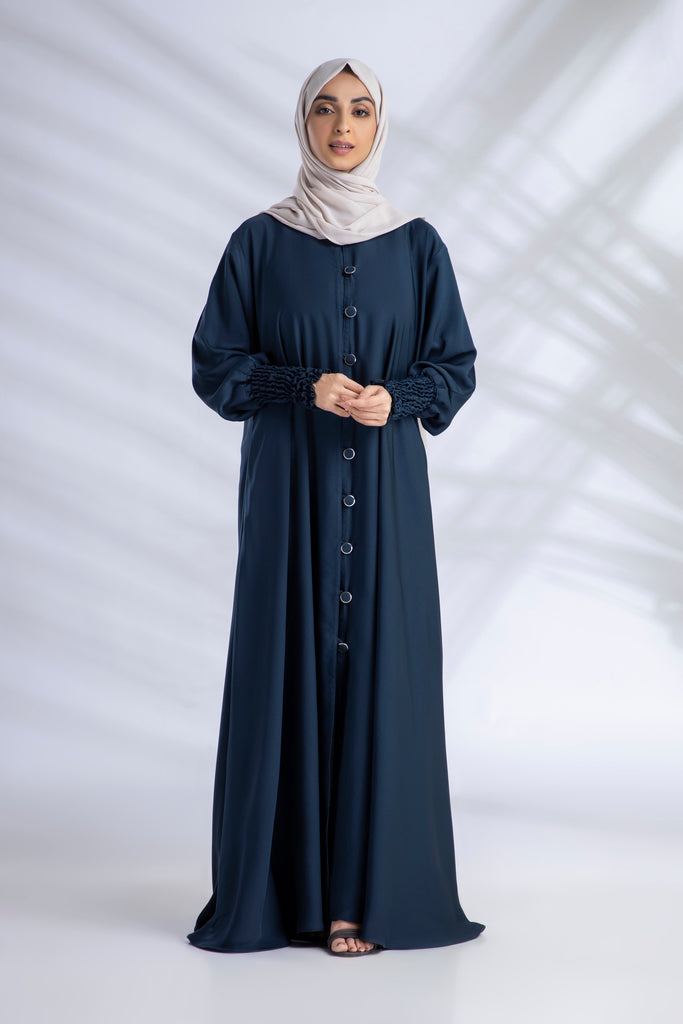 Classic Elasticated Sleeves Abaya - Cadet Blue – Hijab Heaven Co