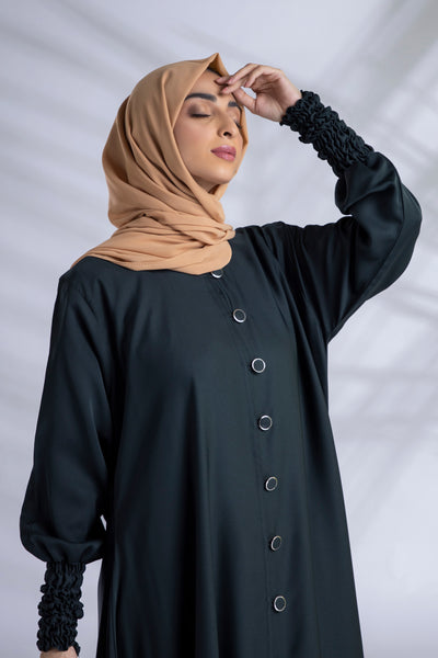 Classic Elasticated Sleeves Abaya - Emerald