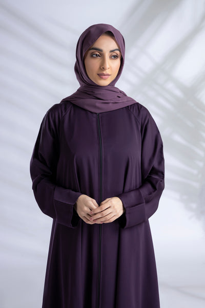 Premium Everyday Abaya + Hijab Set - Dark Purple